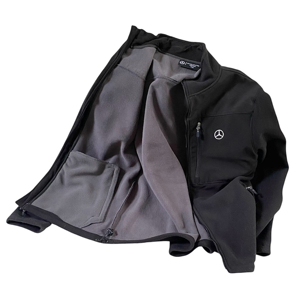 MERCEDES-BENZ USA COLLECTION MENS BLK FULL-ZIP WAFFLE GRID FLEECE JACKET XL NWOT - Picture 9 of 14